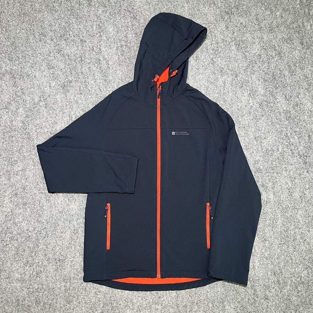 Mountain Warehouse Water Resistant Jacket Fleece Lined Zip Up Navy Hood Sz S/P
